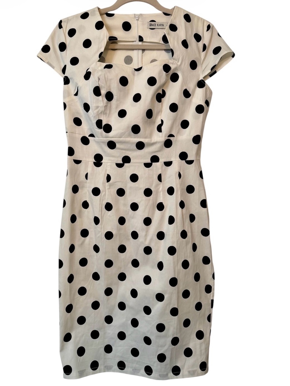 Grace Karin Black and White Polka Dot Midi Dress size medium